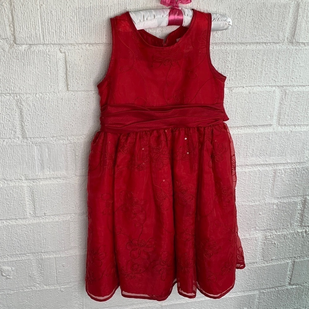 Sweet Heart Rose Kids Girls Red Holiday Christmas Dress sz 6